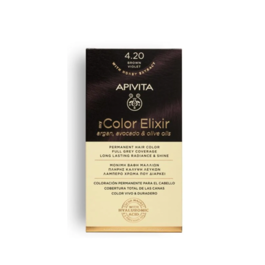 Apivita Hair Color Kit Καστανό Βιολετί 4.20