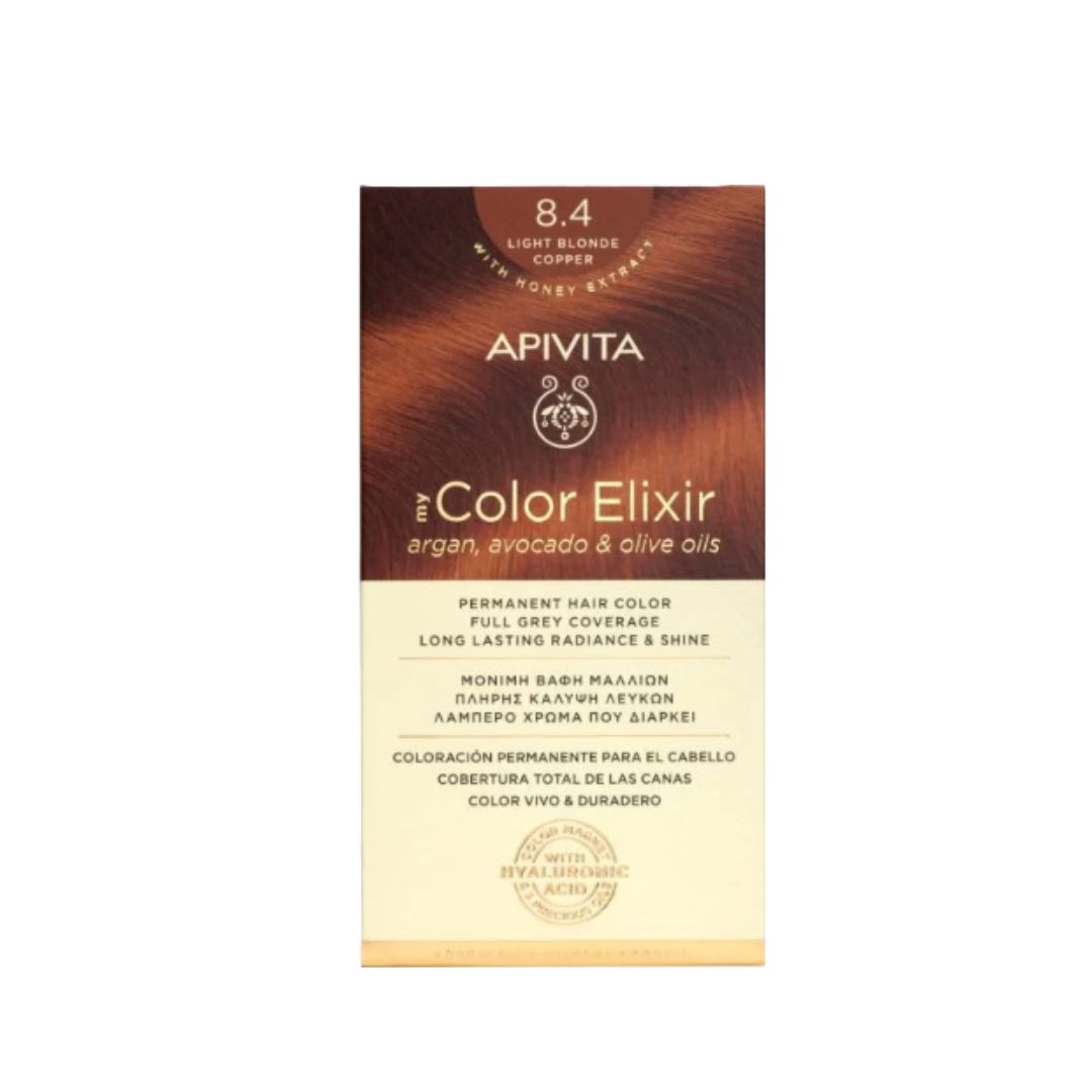 Apivita Hair Color Kit  Ξανθό Ανοιχτό Χάλκινο 8.4