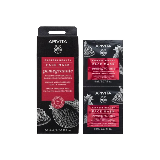 Apivita Face Mask Pomegranate για Λάμψη & Αναζωογόνηση, 2 x 8ml