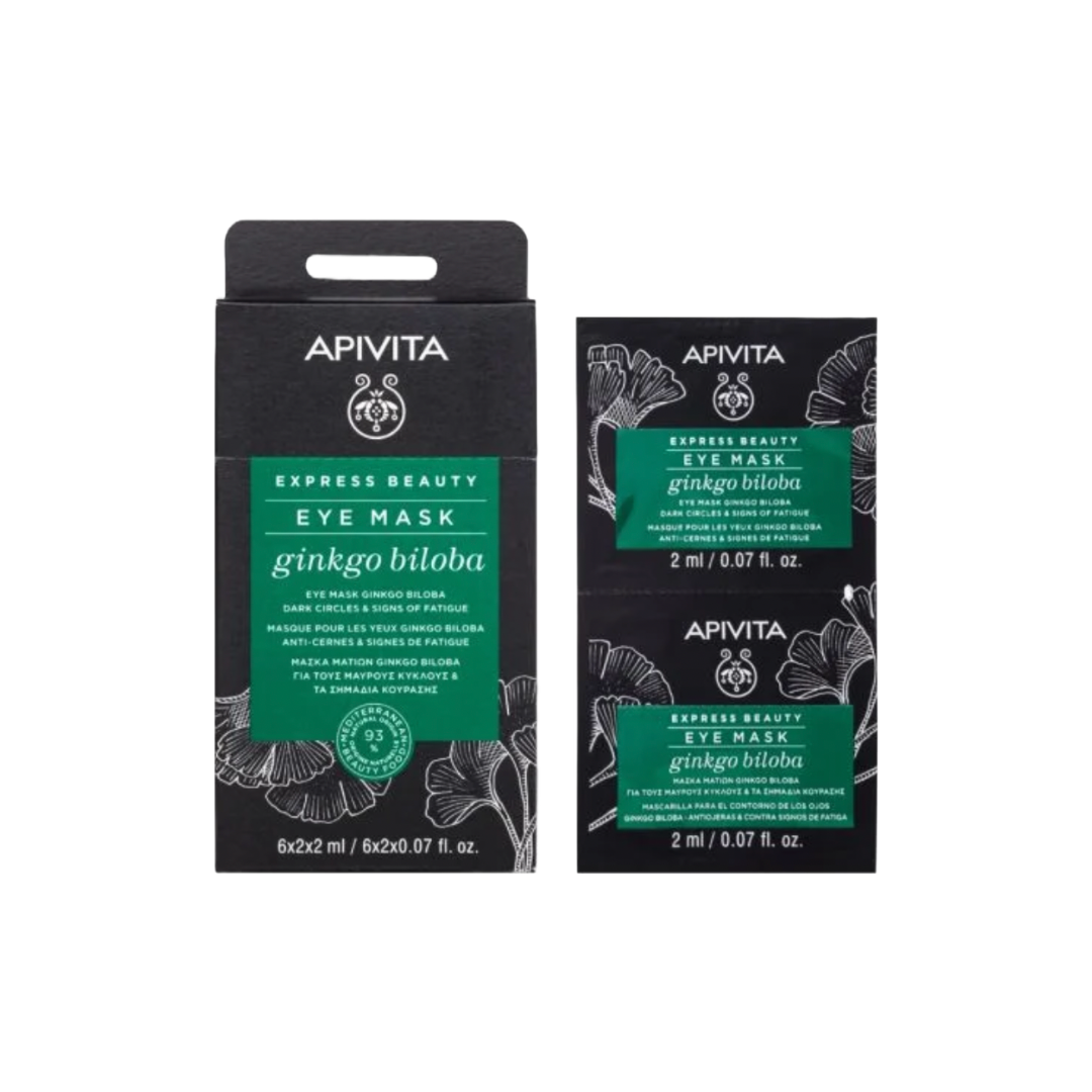 Apivita Eye Mask Ginkgo Biloba για Μαύρους Κύκλους και Σημάδια Κούρασης, 2 x 2ml